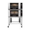 Turbofan E27T2/2 - Full Size Electric Convection Ovens Touch Screen Control Double Stacked on a Stainless Steel Base Stand