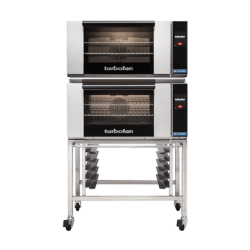 Turbofan E27T3 - Full Size Electric Convection Ovens Touch Screen Control Double Stacked on a Stainless Steel Base Stand