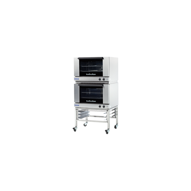 Turbofan E27M2/2C - Full Size Tray Manual Electric Convection Ovens Double Stacked With Castor Base Stand