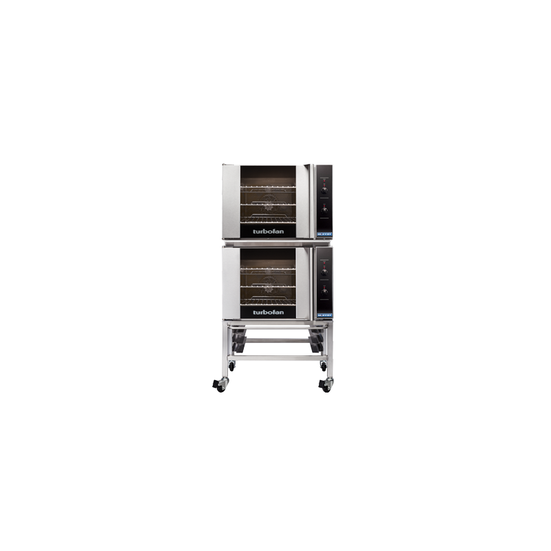 Turbofan E30M3/2 - Double Stacked - GN 1/1 Manual / Electric Convection Ovens Double Stacked on a Stainless Steel Base Stand