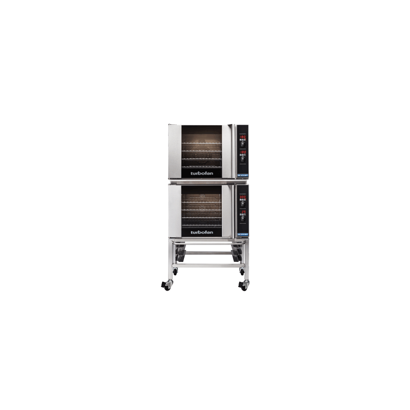 Turbofan E31D4/2C - Full Size Tray Digital Electric Convection Ovens Double Stacked With Castor Base Stand