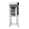 Turbofan E32D4 - Full Size Tray Digital Electric Convection Oven with Halton Ventless Hood on a Stainless Steel Stand