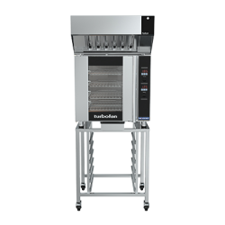 Turbofan E32D4 - Full Size Tray Digital Electric Convection Oven with Halton Ventless Hood on a Stainless Steel Stand