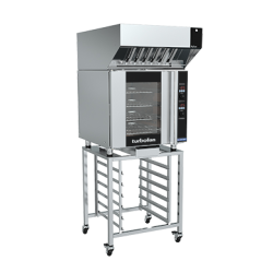 Turbofan E32D4 - Full Size Tray Digital Electric Convection Oven with Halton Ventless Hood on a Stainless Steel Stand