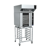 Turbofan E32D4 - Full Size Tray Digital Electric Convection Oven with Halton Ventless Hood on a Stainless Steel Stand