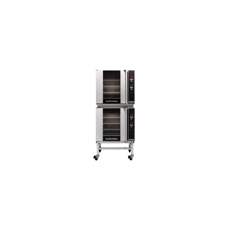 Turbofan E32T4/2 - 2 x E32T4 Full Size Tray Touch Screen Convection Ovens Double Stacked with adjustable base feet