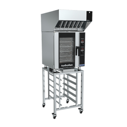 Turbofan E33D5 - Full Size Tray Digital Electric Convection Oven with Halton Ventless Hood on a Stainless Steel Stand