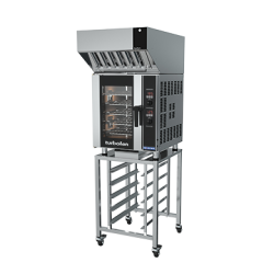 Turbofan E33D5 - Full Size Tray Digital Electric Convection Oven with Halton Ventless Hood on a Stainless Steel Stand