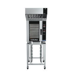 Turbofan E33D5 - Full Size Tray Digital Electric Convection Oven with Halton Ventless Hood on a Stainless Steel Stand