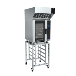 Turbofan E33T5 - Full Size Tray Touch Screen Electric Convection Oven with Halton Ventless Hood on a Stainless Steel Stand