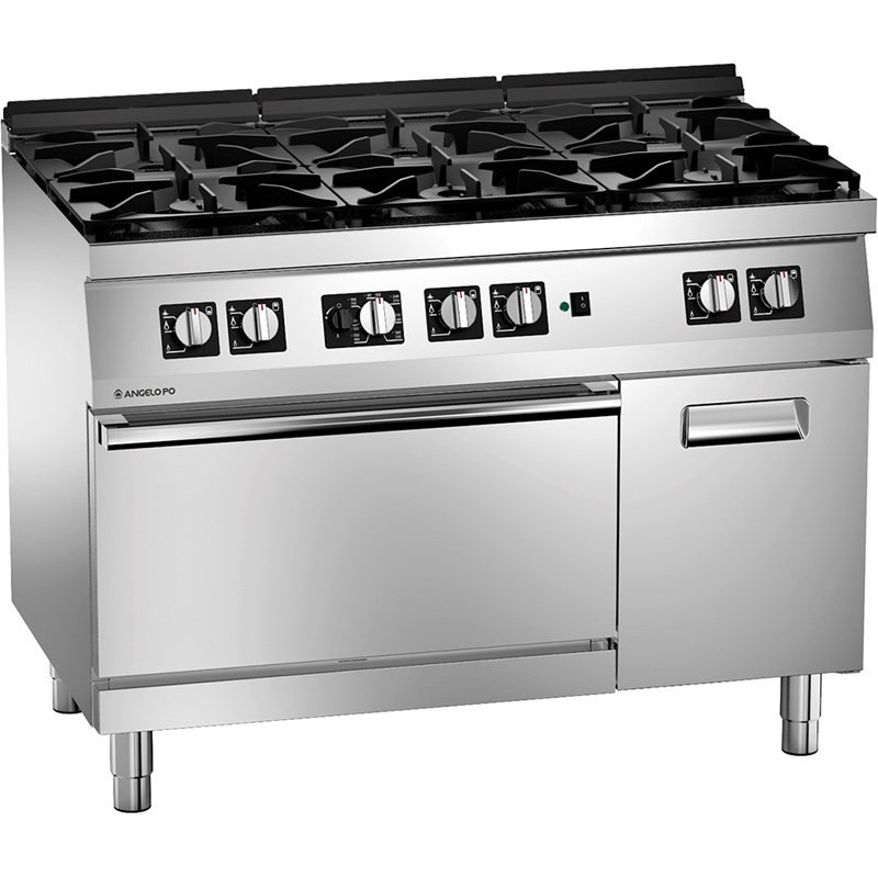 Angelo Po 2S1FA0GV 6 BURNER GAS RANGE WITH GAS CONVECTION OVEN AND CABINET Icon7000