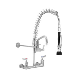 3monkeez T-3M53473-C Compact Stainless Steel Exposed Wall Mounted Pre Rinse Unit With 12" Pot Filler