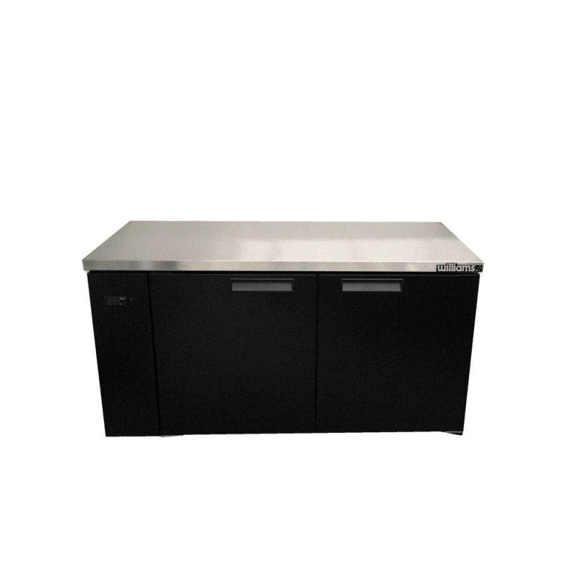 Williams HB2RSB Boronia - Two Door Black Colorbond Remote Back Bar Counter Display Refrigerator