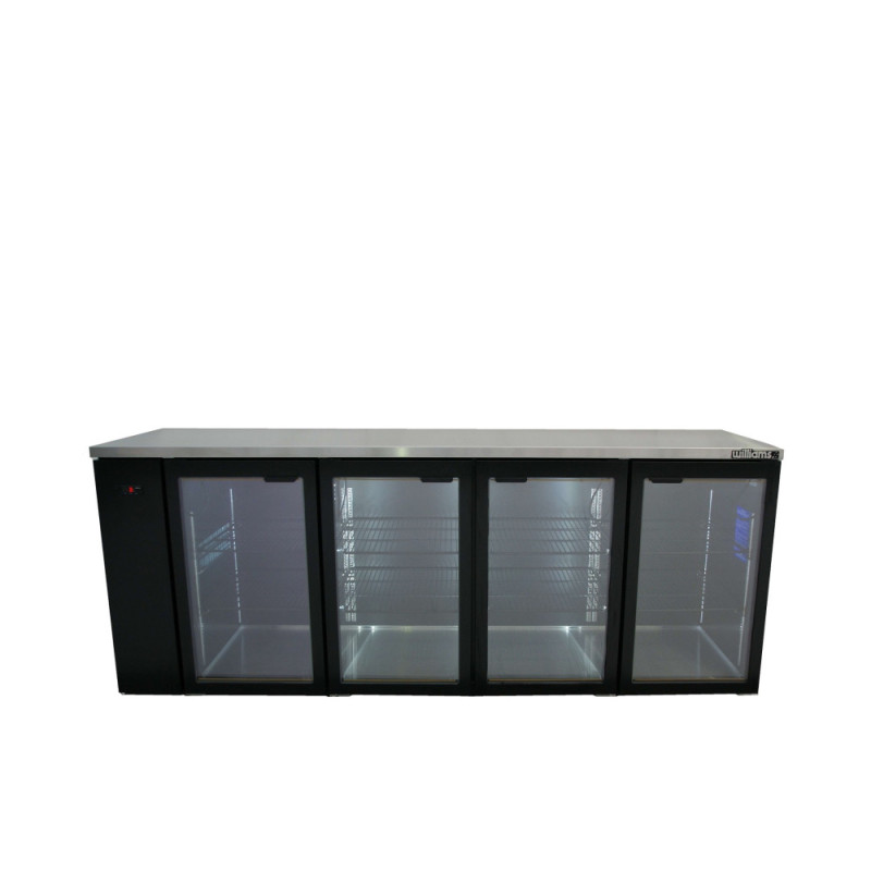 Williams HC4RGB Cameo - Four Door Black Colorbond Remote Back Bar Counter Display Refrigerator