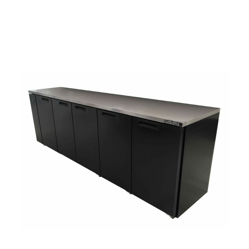 Williams HC5RSB Cameo - Five Door Black Colorbond Remote Back Bar Counter Display Refrigerator