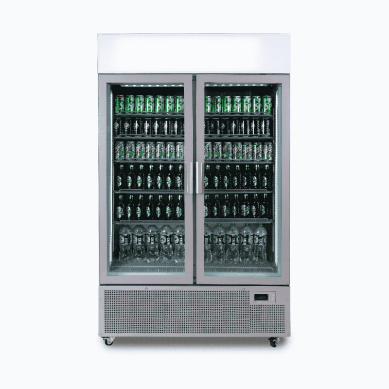 Bromic GM1100LS-NR Upright Display Fridge - 1082L - 2 Door - Flat Glass - Lightbox