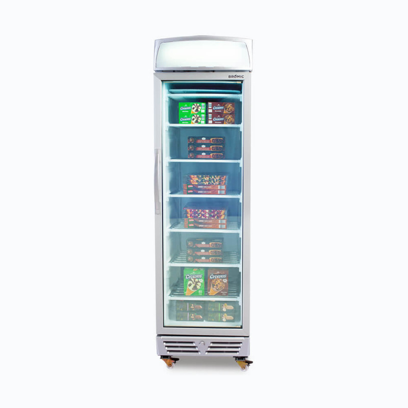 Bromic UF0374LS-NR Upright Display Freezer - 300L - 1 Door - Flat Glass - Lightbox