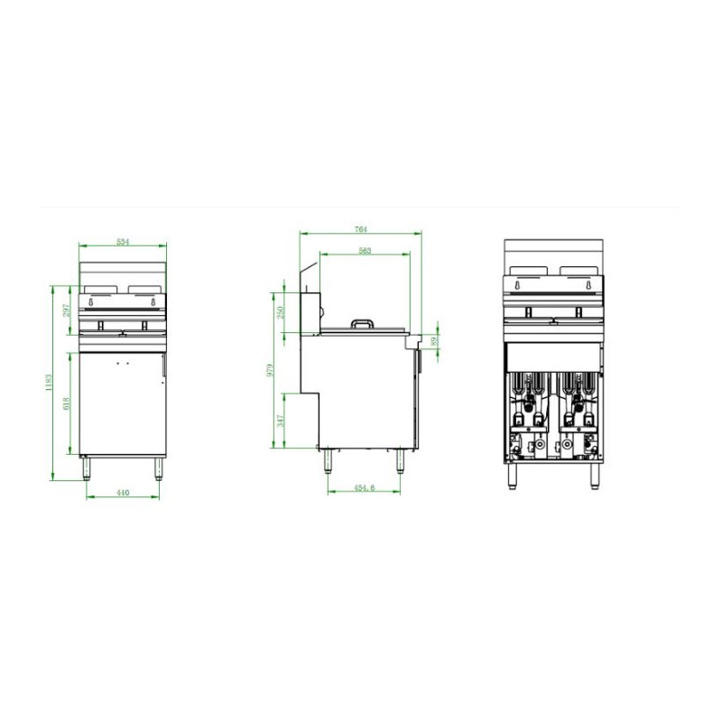 GASU COMMERCIAL GAS DEEP FRYER - SPLIT PAN