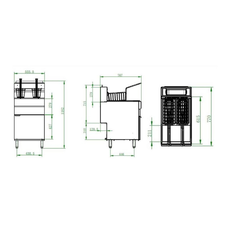 GASU COMMERCIAL GAS DEEP FRYER - WIDE BODY