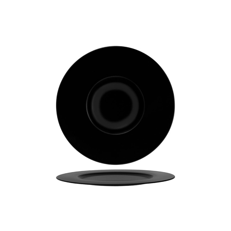 Notte Black Round Plate Wide Rim 320x32mm