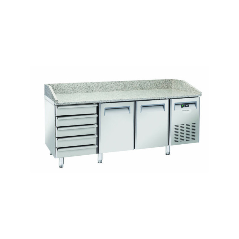 Saltas MPB0026 Marble Top Pizza Fridge with Ambient Drawers