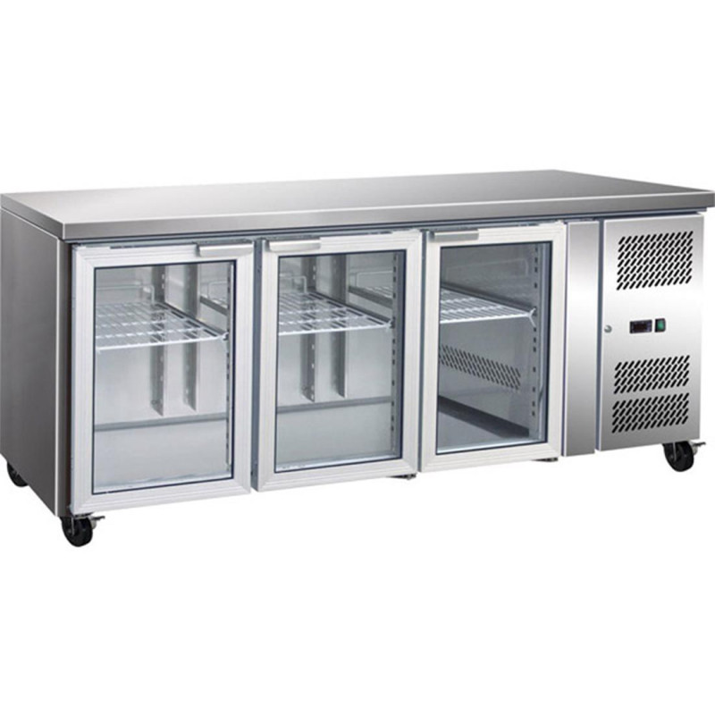 Thermaster GN3100TNG 3 Glass Door Gastronorm Bench Fridge