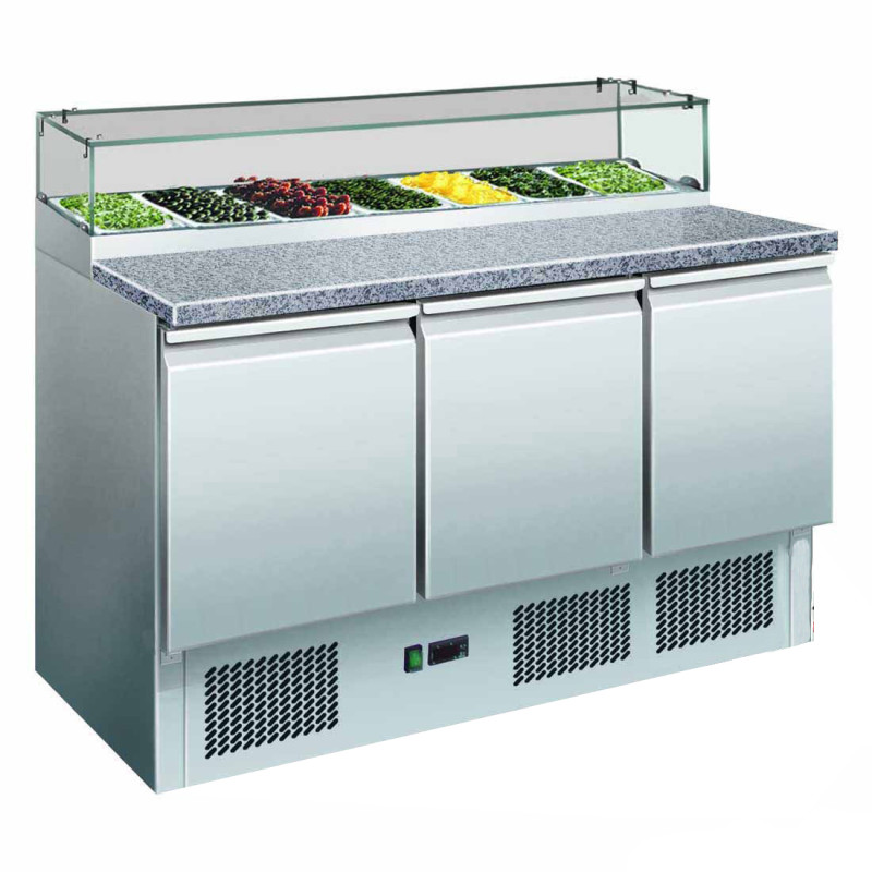 Thermaster GNS1300E Three Door Salad Marble Prep Top