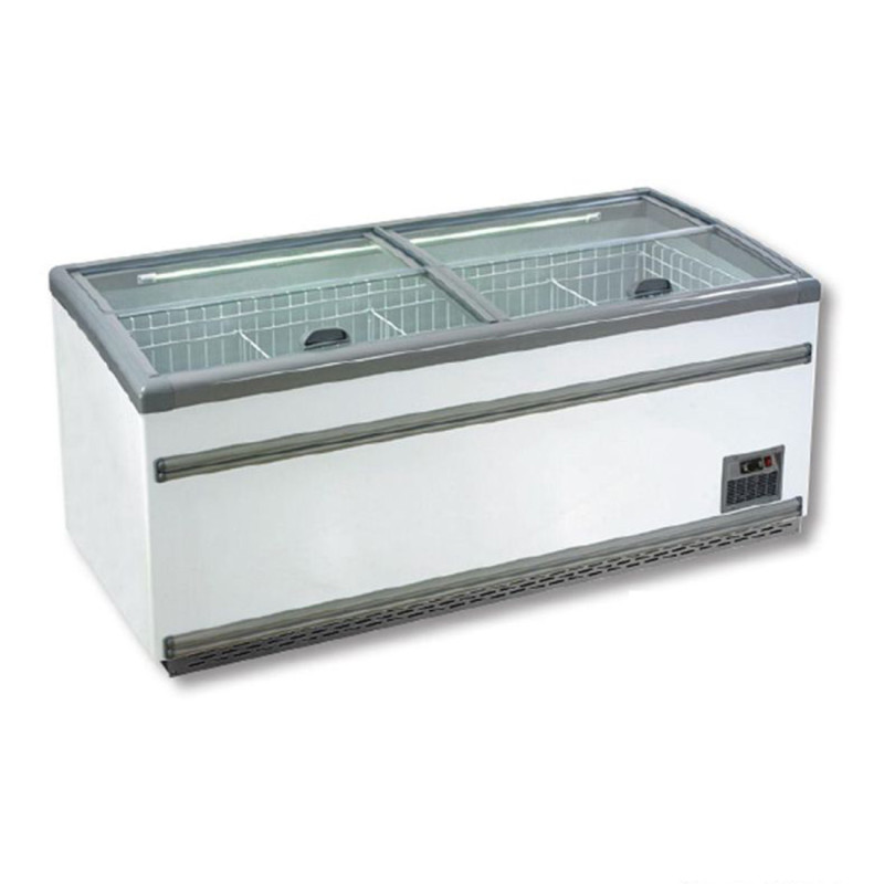 Thermaster ZCD-E185S Supermarket Island Dual Temperature Freezer & Chiller with Glass Sliding Lids