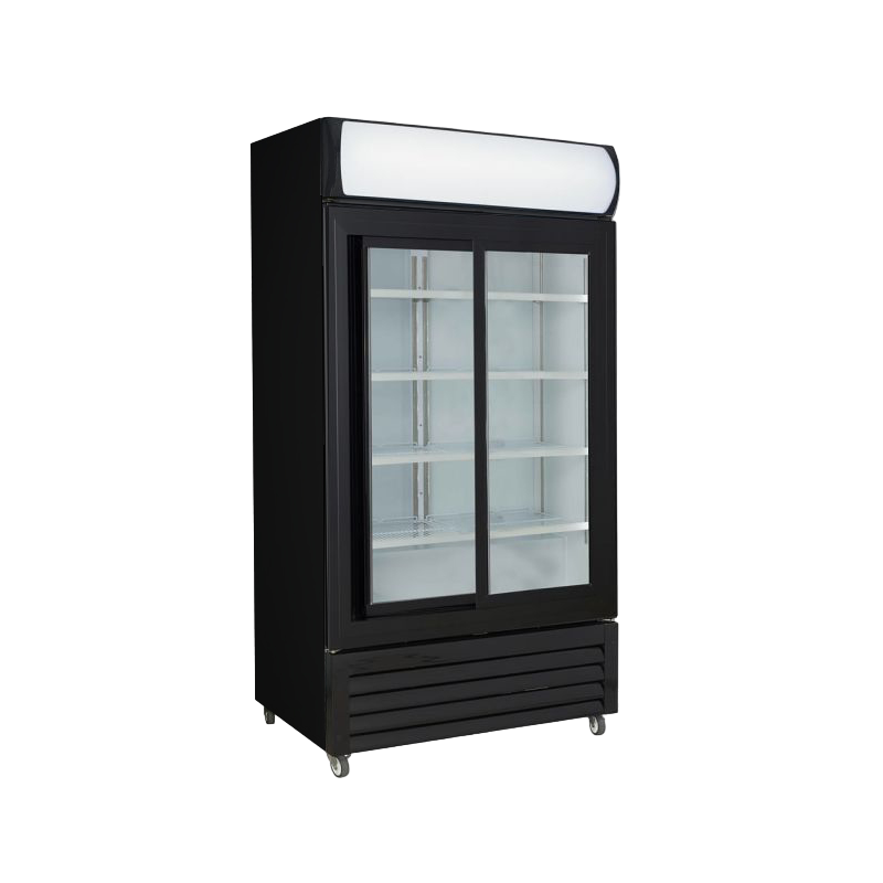 Thermaster Two Sliding Glass Door Colourbond Upright Drink Fridge Black LG-1000SDBP