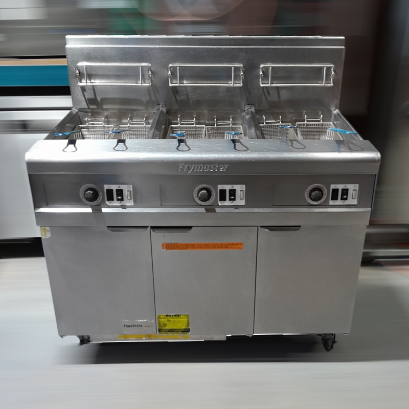 Used Frymaster FPP345ESD 3 Bank Deep Fryer with Filteration System