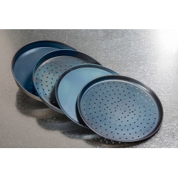 TMS-009B 7 inch Black Steel Perforated Pizza Tray