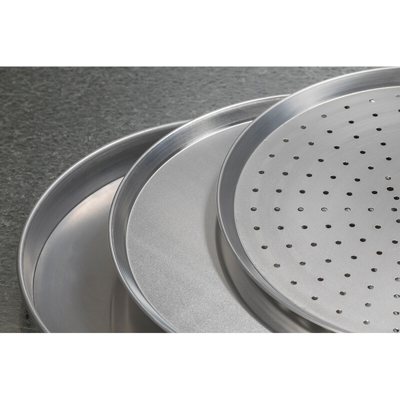 TMS-018A 6 inch Standard White Steel Perforated Pizza Tray