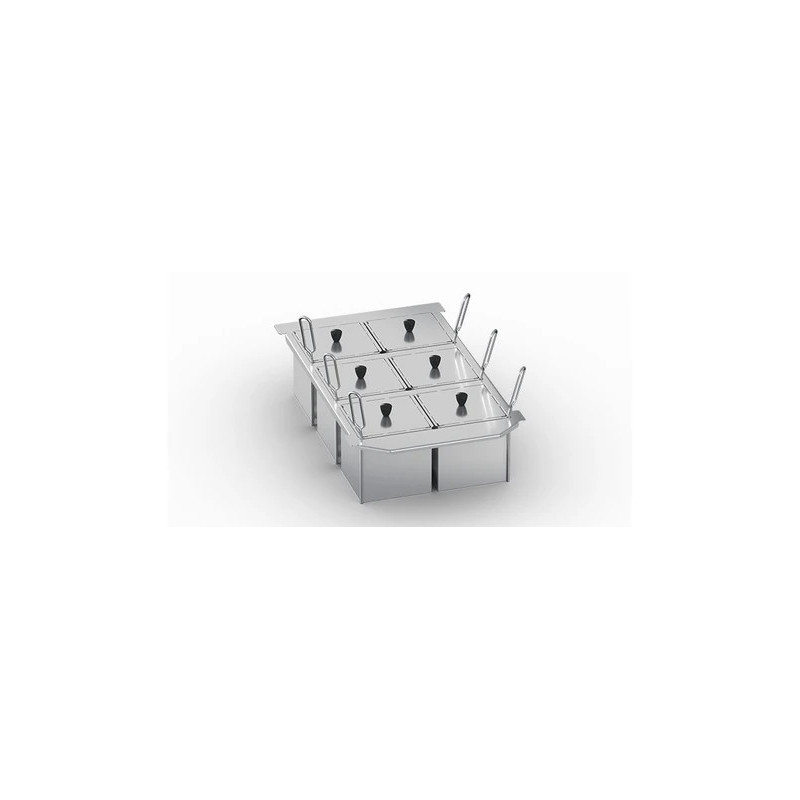 Rational 60.76.407 4 perforated 1x6 GN. 4 unperforated 1x6 GN portion baskets with lid and 2 basket