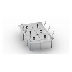 Rational 60.75.978 Kit of 4 unperforated 1x6 GN portion baskets with lid  and basket frame  2-XS