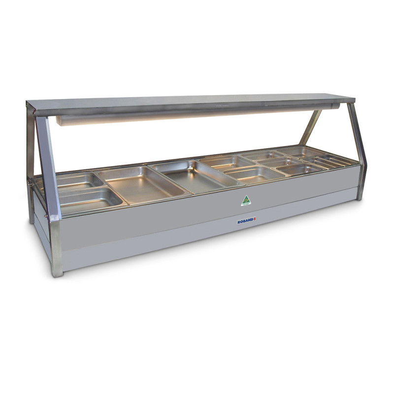 Roband E26RD   Straight Glass Hot Food Display Bar, 12 pans double row with roller door