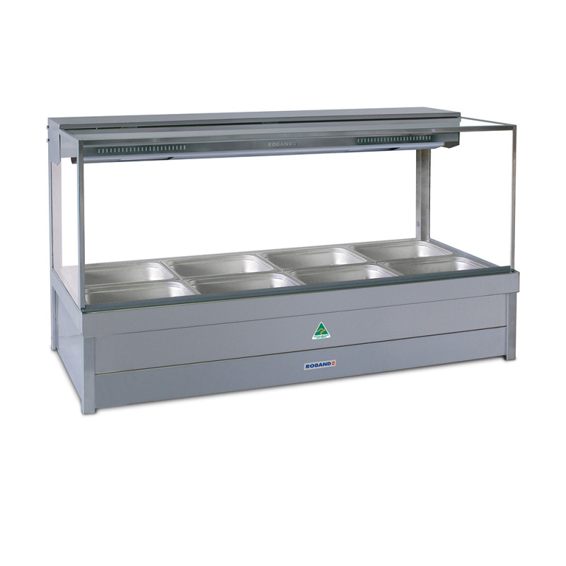 Roband S23RD   Square Glass Hot Food Display Bar, 6 pans double row with roller doors