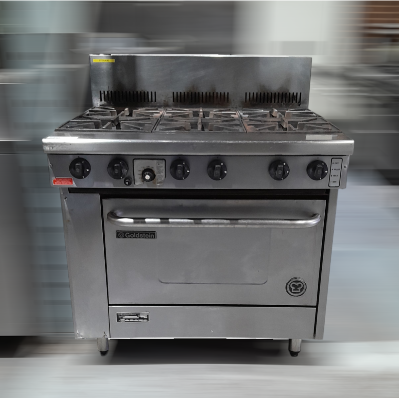 Used  Goldstein PF628 6 Burner Gas Range With Gas Static Oven - ST25UK40