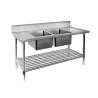 Double Centre Sink Bench with Pot Undershelf  DSB7-1500C/A