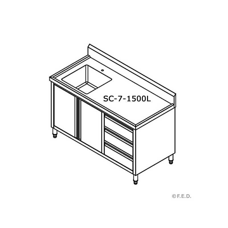 SC-7-1500L-H CABINET WITH LEFT SINK