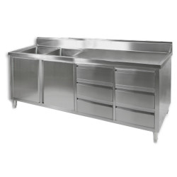 DSC-2400L-H KITCHEN TIDY CABINET WITH DOUBLE LEFT SINKS