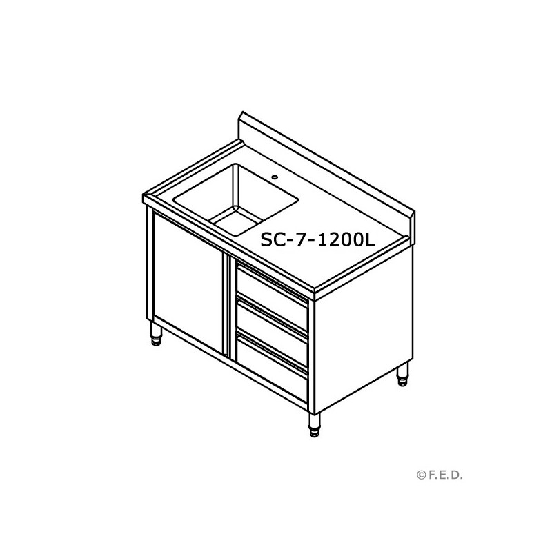 SC-7-1200L-H CABINET WITH LEFT SINK