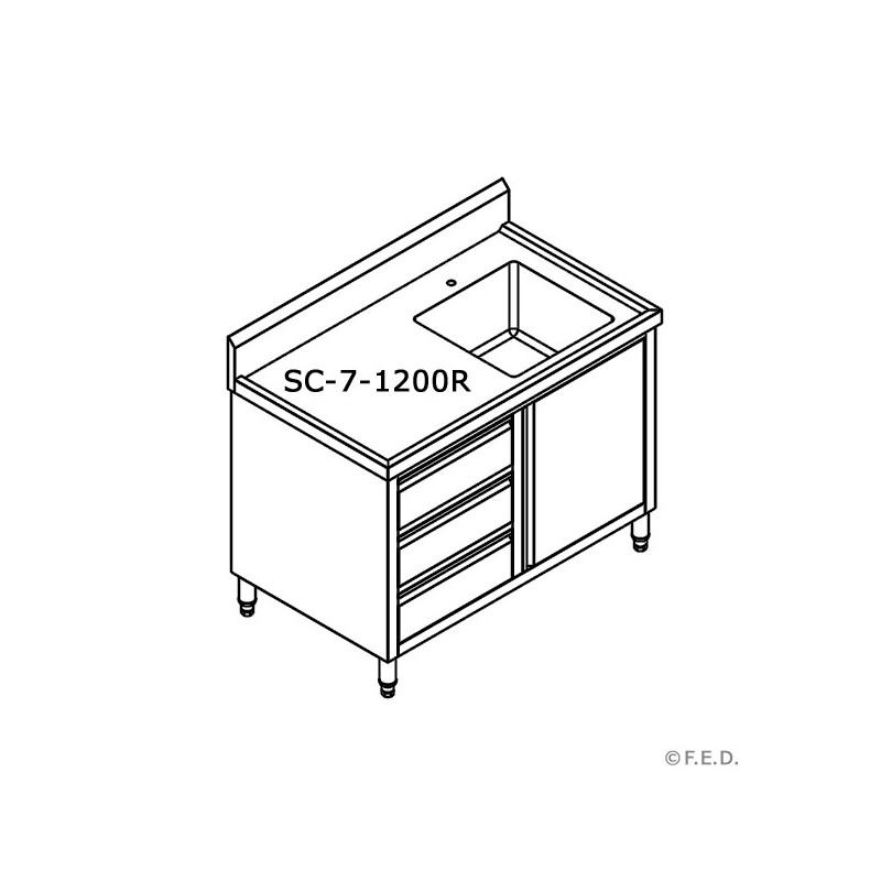 SC-7-1200R-H CABINET WITH RIGHT SINK