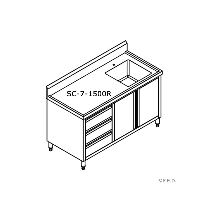 SC-7-1500R-H CABINET WITH RIGHT SINK