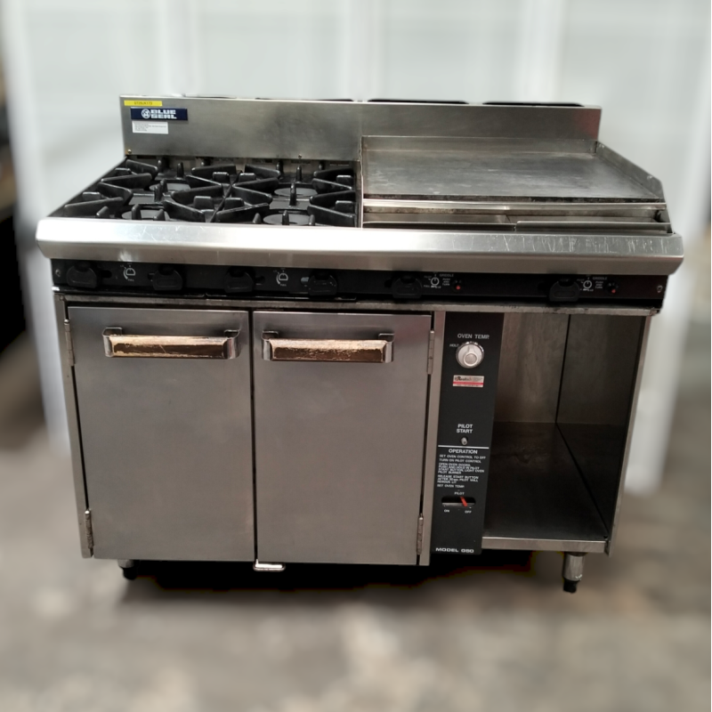 Used Blue Seal G30-83 Gas Range 4 Burners with 600mm Griddle and Convection Oven - ST25UK173