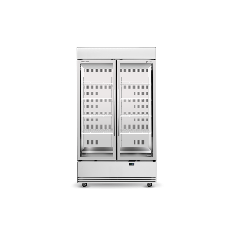 Skope  BME1200N-AC 2 Glass Door Display or Storage Fridge, Lit Sign