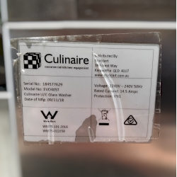 Used Culinaire EVO40ST Under Bench Glasswasher - ST25UK226