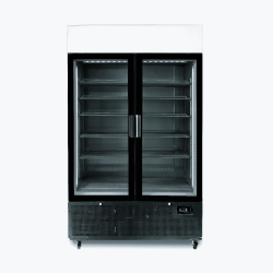 Bromic GM1100LB-NR Upright Display Fridge - 1082L - 2 Door - Flat Glass - Lightbox - Black