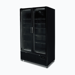 Bromic GM1100B-NR Upright Display Fridge - 1126L - 2 Door - Flat Glass - Black