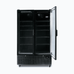 Bromic GM1100B-NR Upright Display Fridge - 1126L - 2 Door - Flat Glass - Black