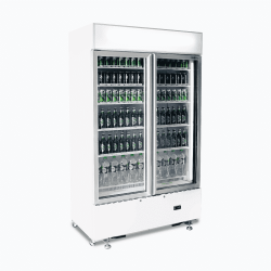 Bromic GM1000LWCAS Upright Display Fridge - 960L - 2 Doors - Flat Glass - Cassette - White